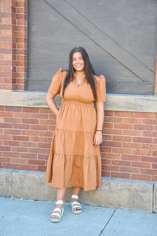 Toffee Mocha Midi Summer Dress