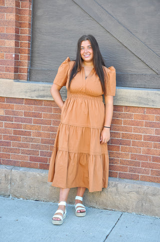 Toffee Mocha Midi Summer Dress