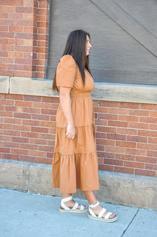 Toffee Mocha Midi Summer Dress