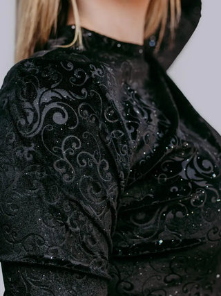 MK Tooled Leather Velvet Mesh Top