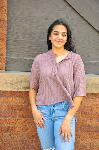 Trendy Textured Button Down Top