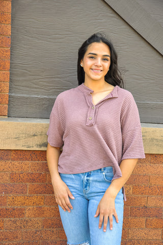 Trendy Textured Button Down Top