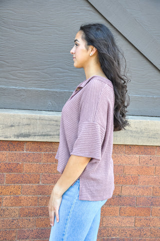 Trendy Textured Button Down Top