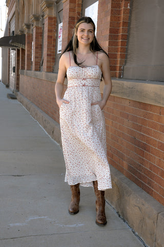 Triple Bow Floral Midi Dress