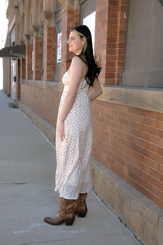 Triple Bow Floral Midi Dress