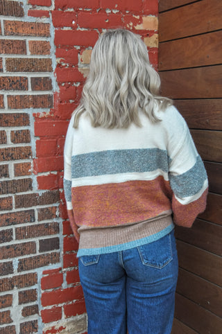 Turtle Neckline Color Block Sweater