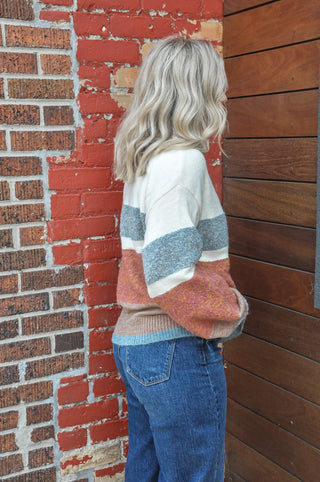 Turtle Neckline Color Block Sweater