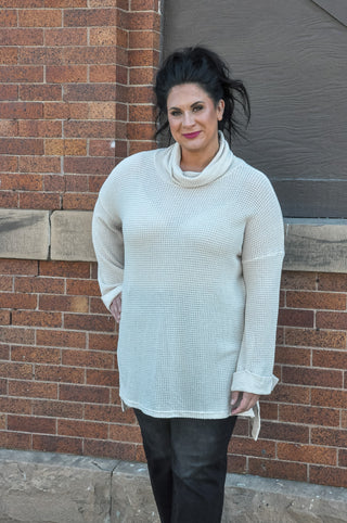 Turtleneck Curvy Thermal Knit Top