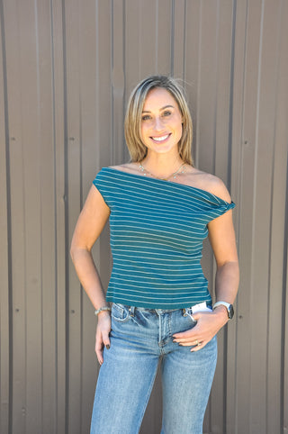 Twisted Detail Stripe Knit Top