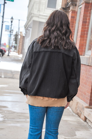 Two Tone Contrast Black Shacket