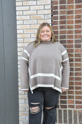 Two Tone Curvy Mock Neck Top