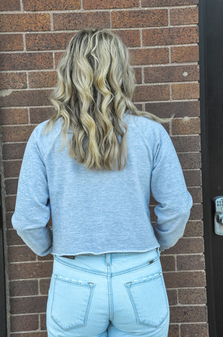 USA Flag LS Raw Hem Knit Top