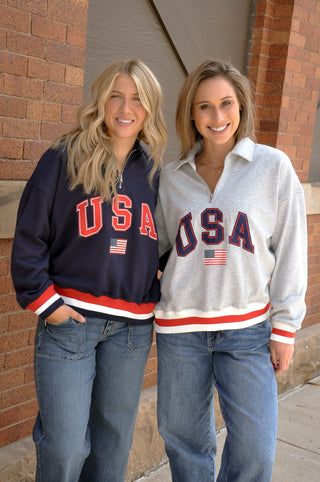 USA Graphic Half Zip Sweatshirt