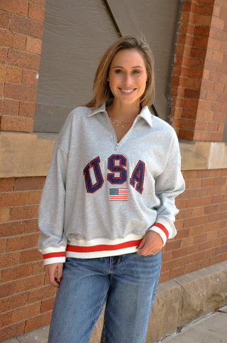 USA Graphic Half Zip Sweatshirt