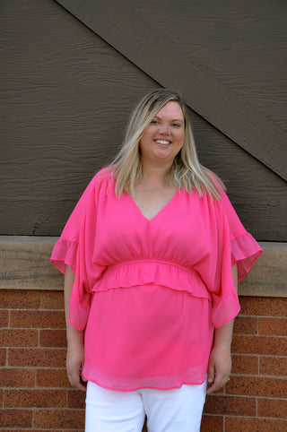 Up All Night Hot Pink Curvy Top