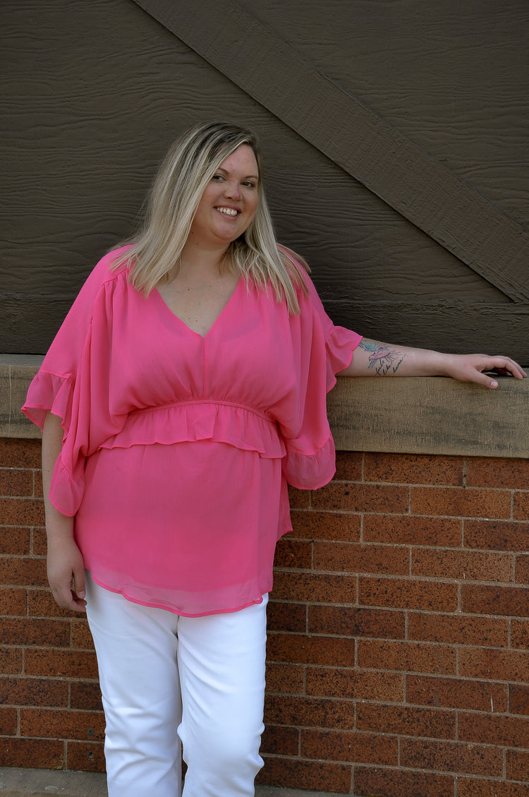Up All Night Hot Pink Curvy Top