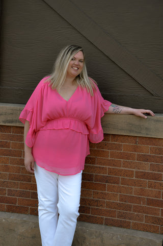 Up All Night Hot Pink Curvy Top