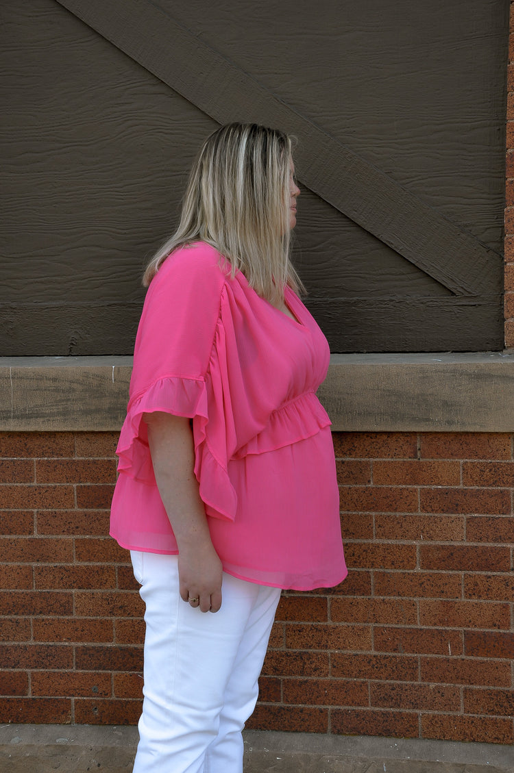 Up All Night Hot Pink Curvy Top