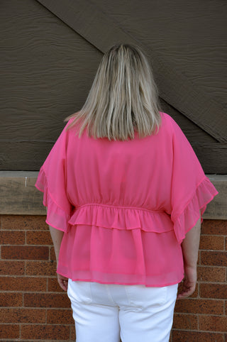 Up All Night Hot Pink Curvy Top