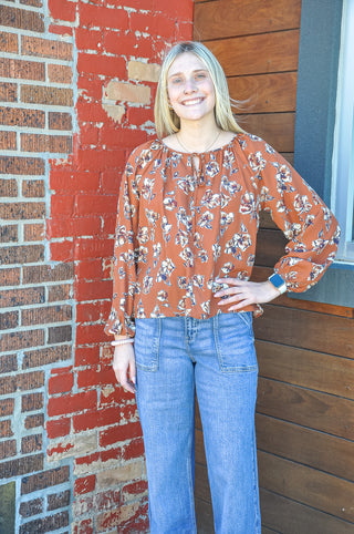 V-Neck Floral Print Top