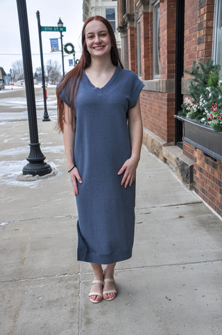 V-neck S/S Maxi Cloudy Knit Dress