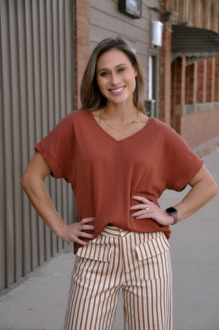 V-Neck Short Sleeve Modal Top