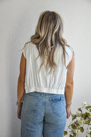 V-Neck Striped Sleeveless Top