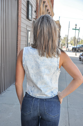Very Jean Denim Front Tie Vest