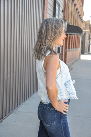 Very Jean Denim Front Tie Vest