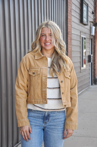 Vintage Washed Cropped Jacket
