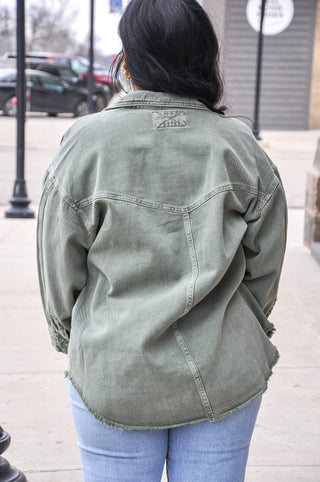 Vintage Washed Raw Hem Jacket