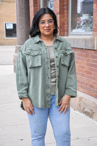 Vintage Washed Raw Hem Jacket