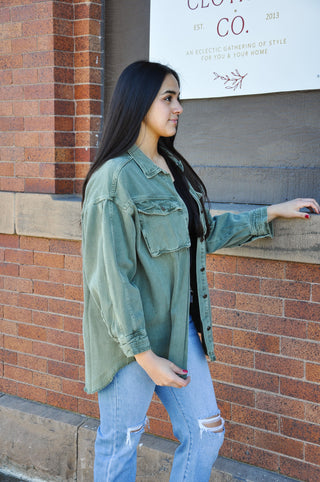 Vintage Washed Raw Hem Jacket