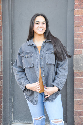 Vintage Washed Raw Hem Jacket