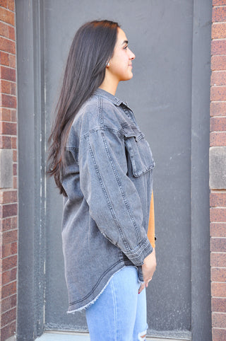 Vintage Washed Raw Hem Jacket