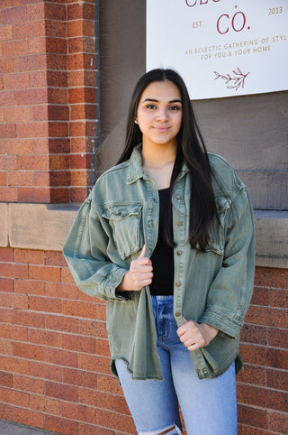 Vintage Washed Raw Hem Jacket