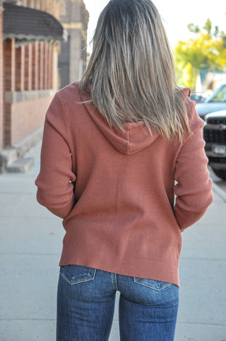 Waffle Hooded Pocket Cardigan