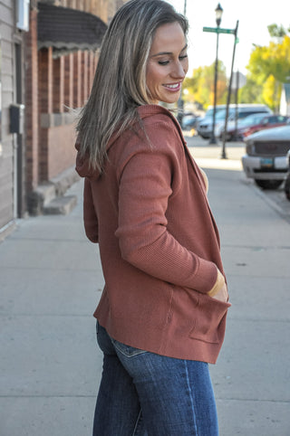 Waffle Hooded Pocket Cardigan