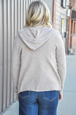 Waffle Hooded Pocket Cardigan