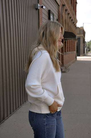 Waffle Knit Long Sleeve W/Pockets & Hood