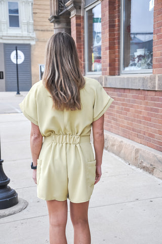 Waist Tied Taupe Romper