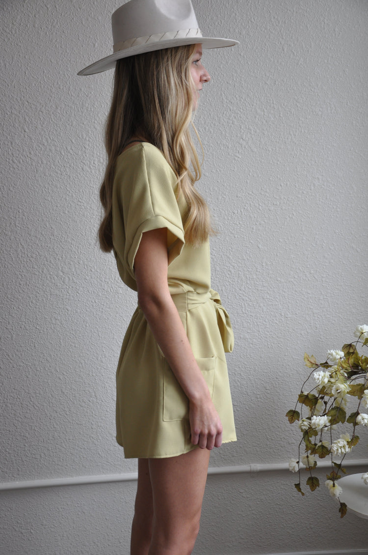 Waist Tied Taupe Romper