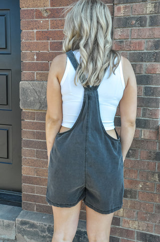 Washed Black Knot Strap Romper | JQ Clothing Co.
