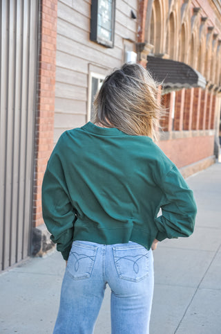 Washed Button-Front Collared Sweatshirt