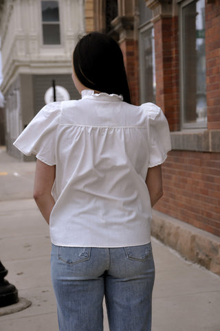 Washed Chambray Button Down Top