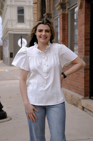 Washed Chambray Button Down Top