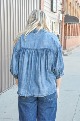 Washed Chambray Dolman Top