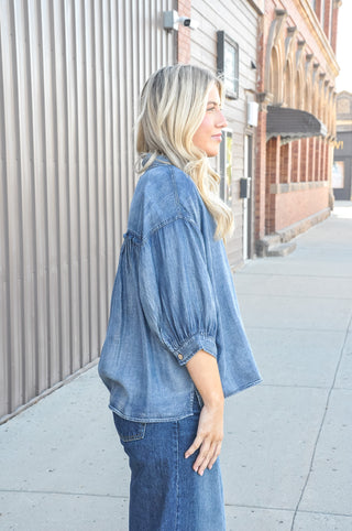 Washed Chambray Dolman Top