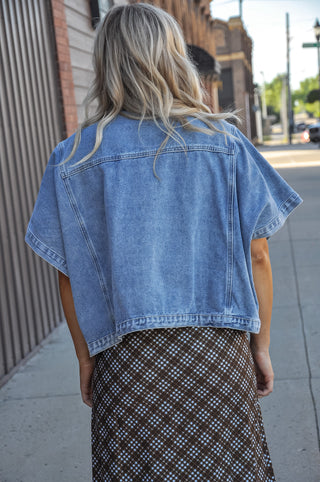 Washed Oversized Cape Silhouette Denim Jacket