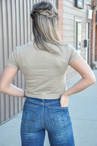 Washed SS Cropped Knit T-shirt
